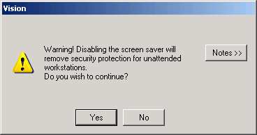 Warning - Workstation Lock disabled