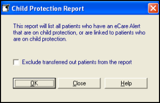 Exclude Transferred Out Patients from Child Protection Report