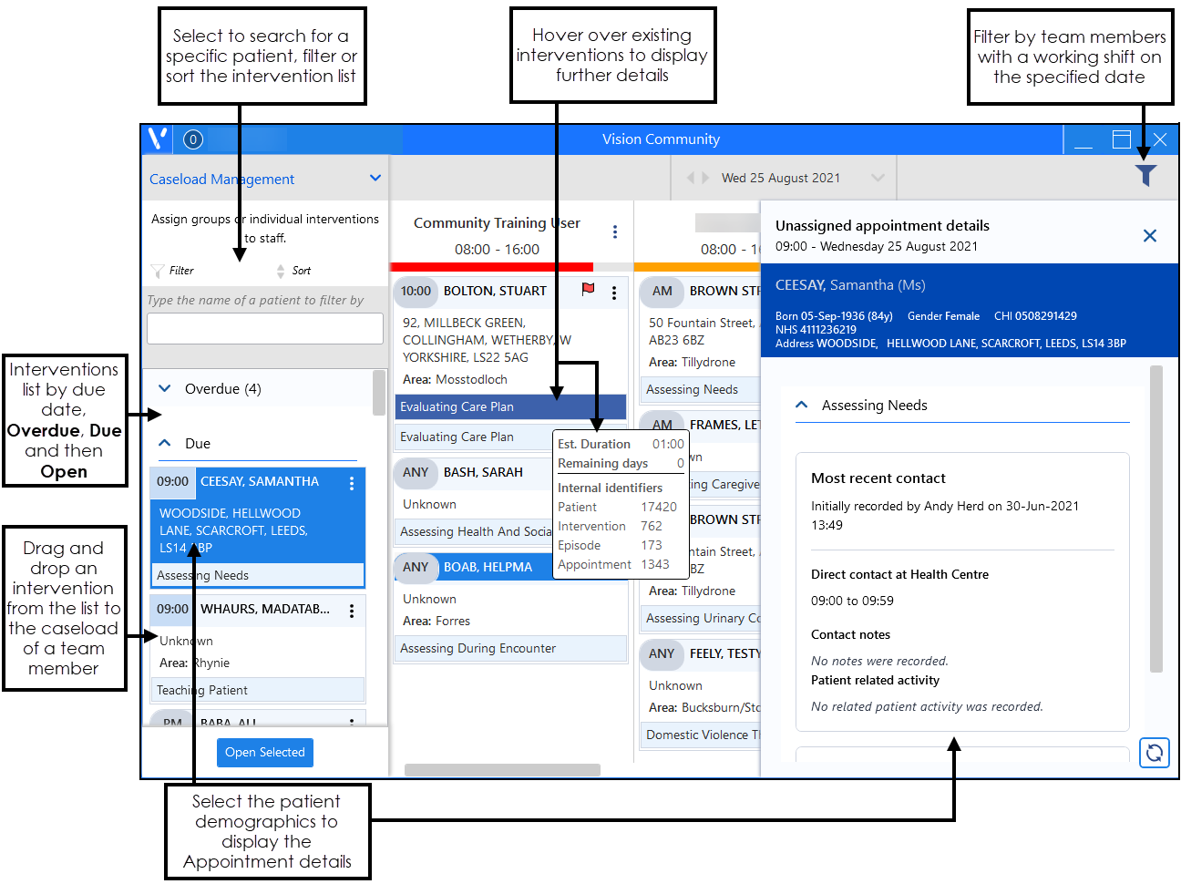 Caseload Management Screen