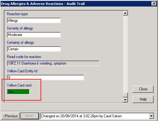 Drug Allergies & Adverse Reactions - Audit Trail