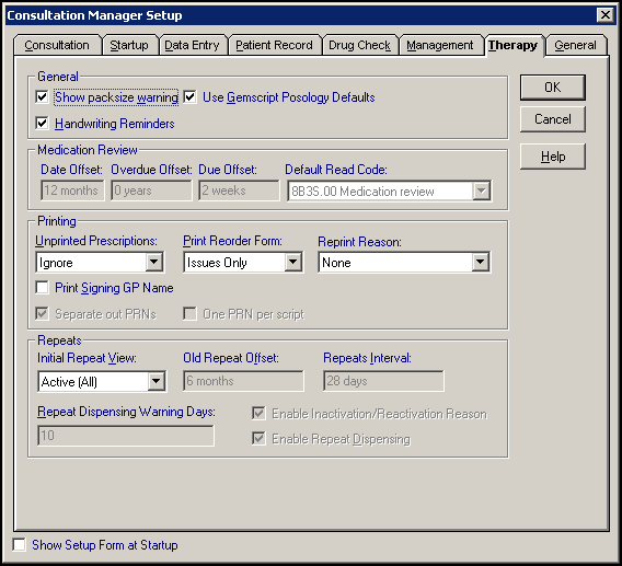 Consultation Manager Example Consultation Manager Setup - Therapy