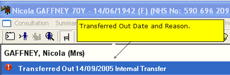 Transferred Out Date and Reason