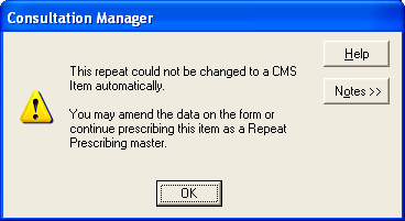 Could not change to CMS message