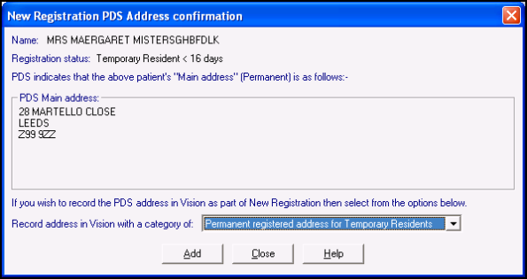 Temp Address Address for New Patients