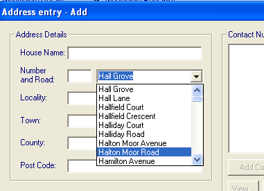 Address Entry – Add screen