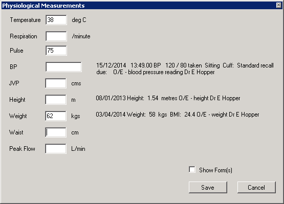 COPD Management App - Physiological Measurements