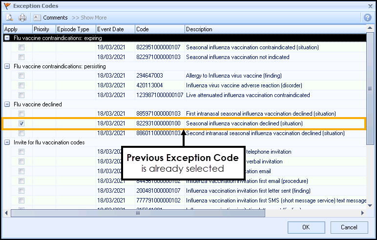 Adding Expired Exception Clinical terms