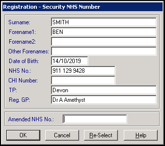 Amending an NHS Number/CHI Number/H+C Number