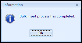 When performing a bulk insert of clinical codes from the Mail Merge screen, a message now displays  to inform you that the bulk insert process is complete