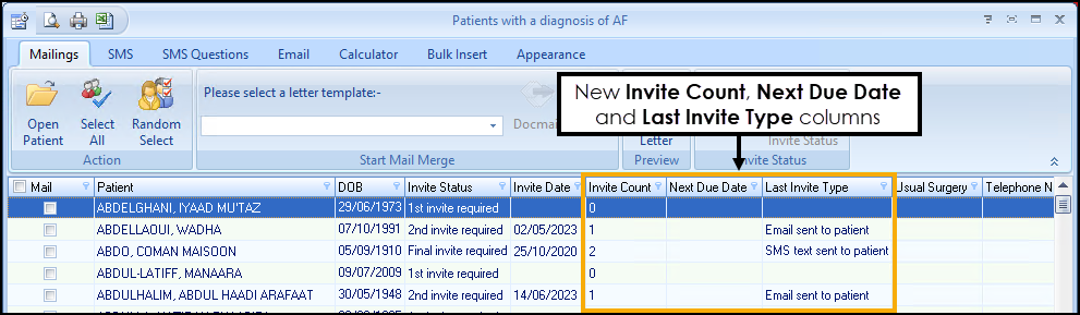 New Email tab on the Settings screen