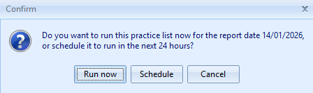 Confirmation for Practice lists