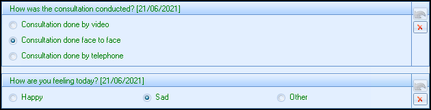 Non-coded data, for example a questionnaire, that is recorded in the template now displays the date that the responses were recorded