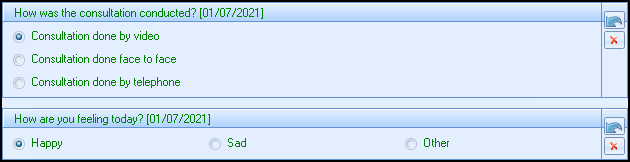 Non-coded data, for example a questionnaire, that is recorded in the template now displays the date that the responses were recorded