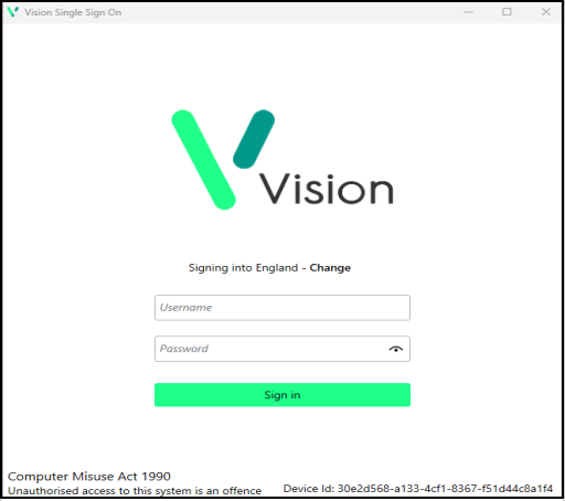 Vision Logon Screen