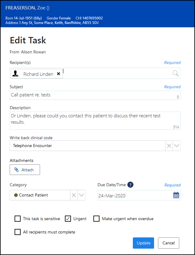 Editing a Task