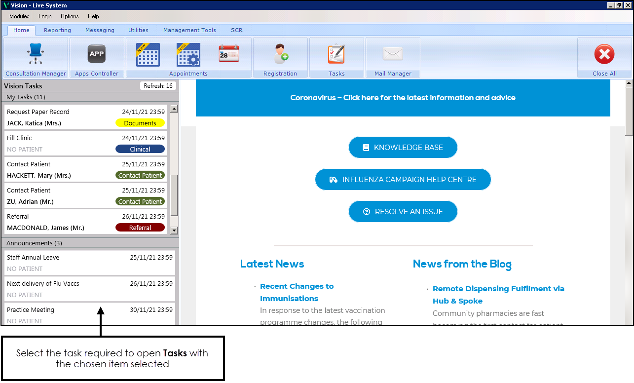 Task Received How do I know if I have received a Task?