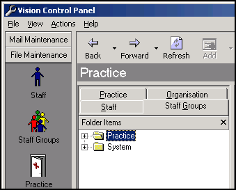 Vision Control Panel Managing Staff Groups