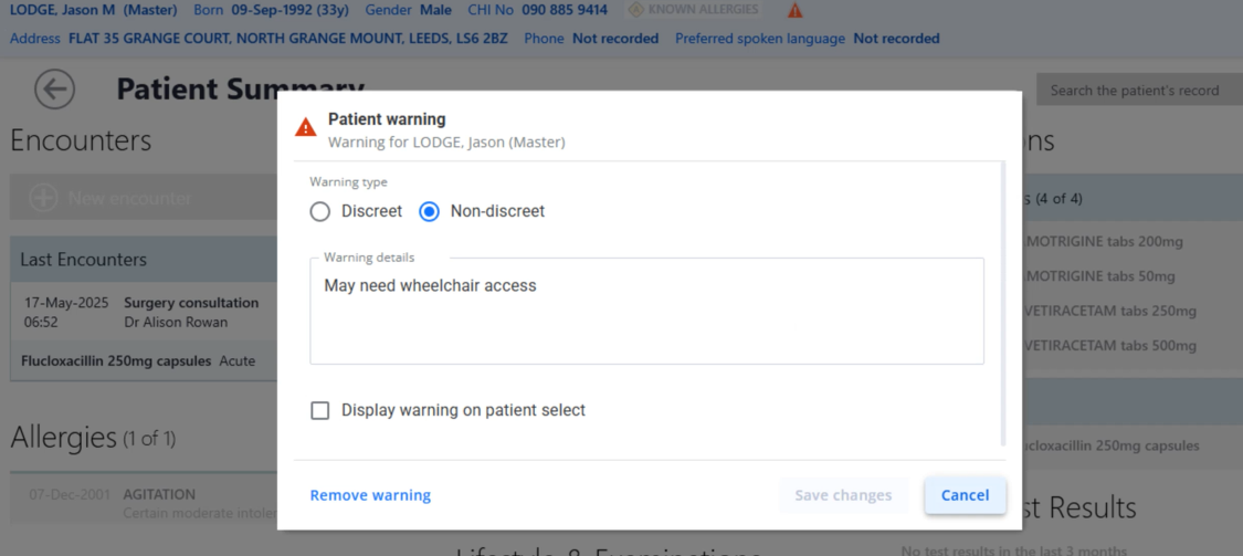 Patient Warnings