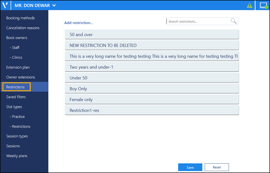 Slot Type Restrictions