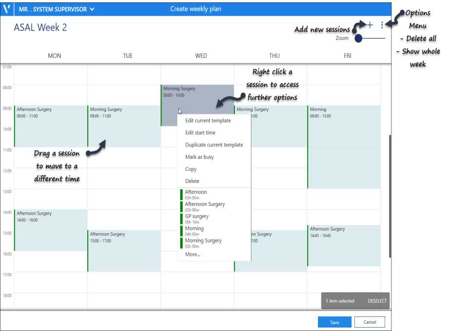 Edit Weekly Plans
