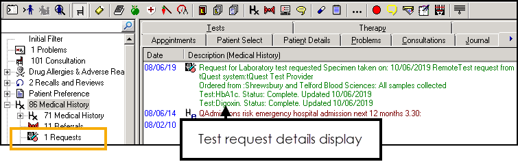 Test Request Images Viewing Electronic Test Request Records