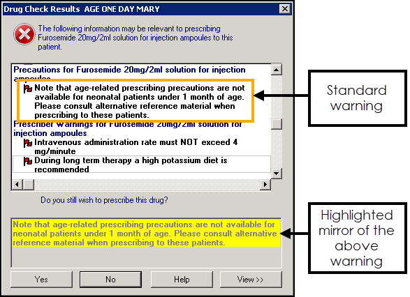 Shaw Drugcheck Specific Drug Warnings