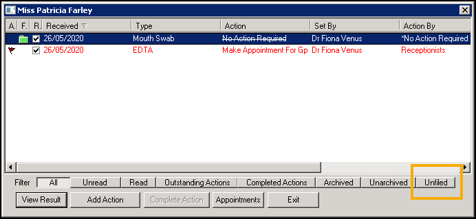Viewing Mail for Patient