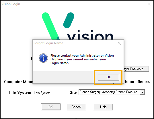 Vision Line User Cannot Update Password What's New in the Vision 3 Front Screen