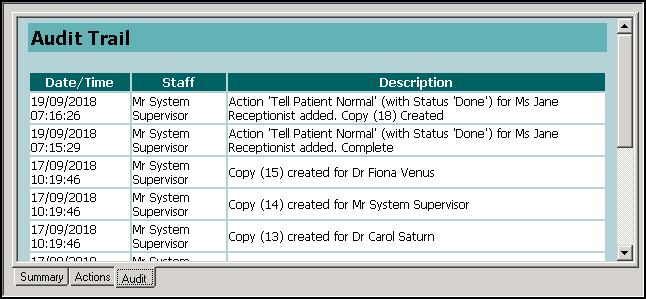 Audit tab