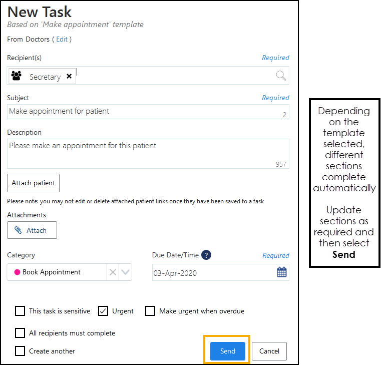 Creating a Task from a Template