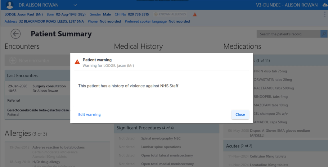 Patient Warnings