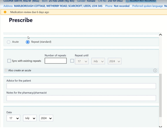 RBAC Prescribing – Repeat Items 