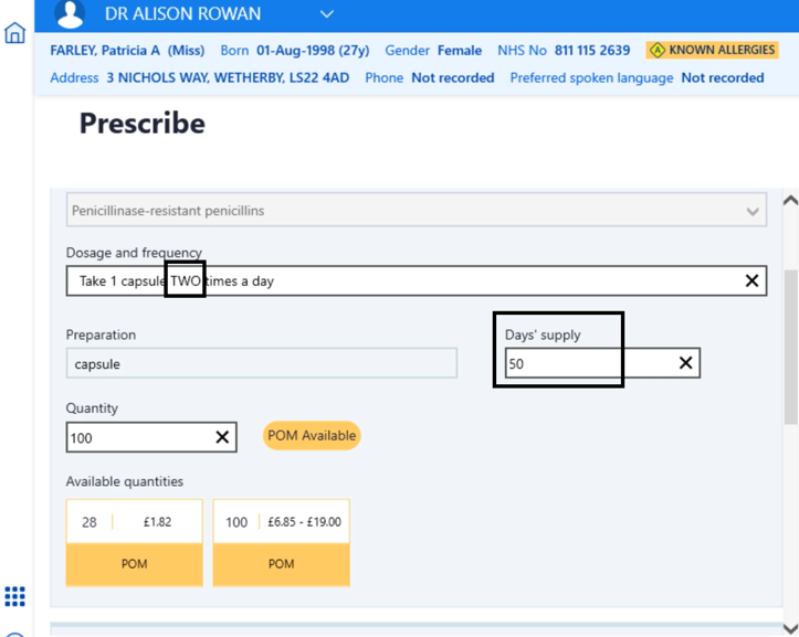 Prescribe Form Enhancements